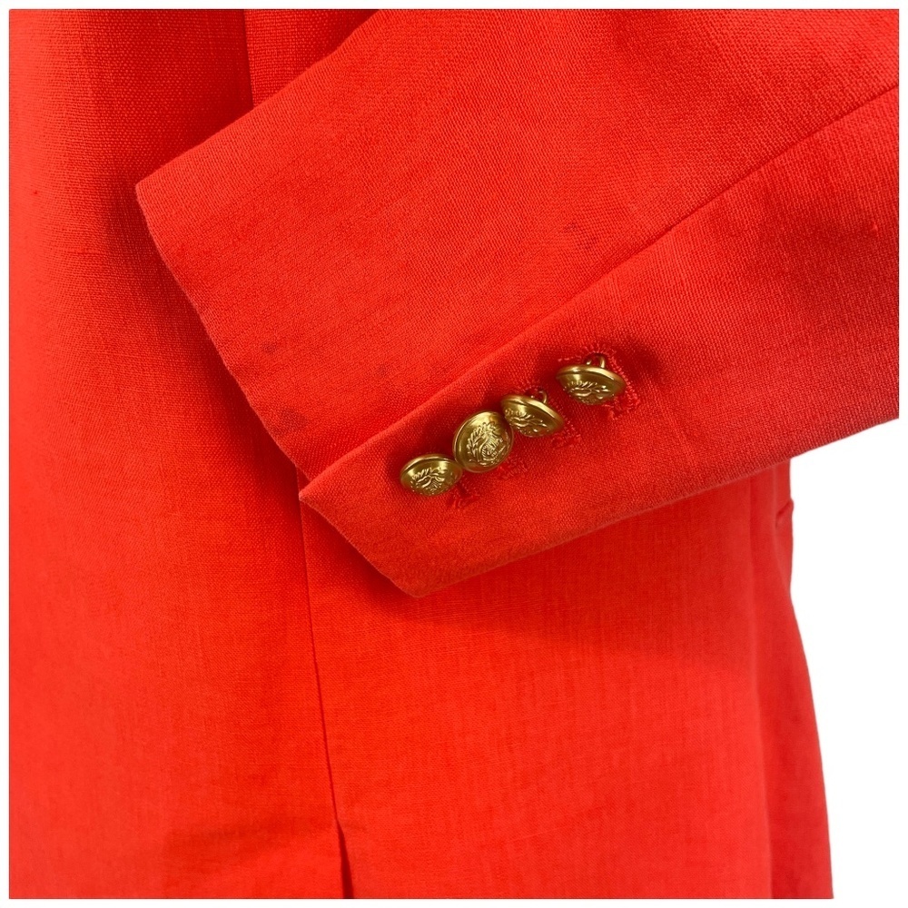 J Crew Womens Rhodes Linen Blazer with Gold Buttons, Bright Coral, Size 6 - Picture 7 of 10